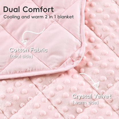 yescool Pink Weighted Blanket 10 Pounds Twin Size Cooling Weighted Throw Blanket, Minky Heavy Blankets Warm Weighted Comforter, Big Washable Thick Blankets Gift for 80-120lbs, 40 * 60in
