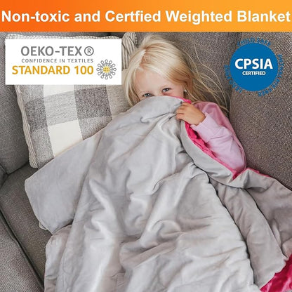 hazli Super-Soft Kids Weighted Blanket 7 Pounds - Weighted Blanket for Kids - Easy to Clean, Washable Minky Cover - 41x60 Inches 7lbs Child - Small Heavy Blanket for Girls and Boys