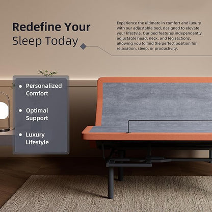ESHINE Adjustable Bed Frame - Split King Bed Base with Massage, Pillow-tilt, Smart APP Control, Ergonomic Incline, Zero Gravity, Dual USB Port, Under Bed Light, Wireless Remote, 5000 Series