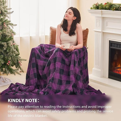 Homemate Electric Blanket Heated Queen Size - 84“x90“ Ultra Soft Cozy Flannel Heating Blanket with 10 Fast Heat Levels 8 Hours Auto Off Over-Heated Protection ETL Certification Keep Warm in Home