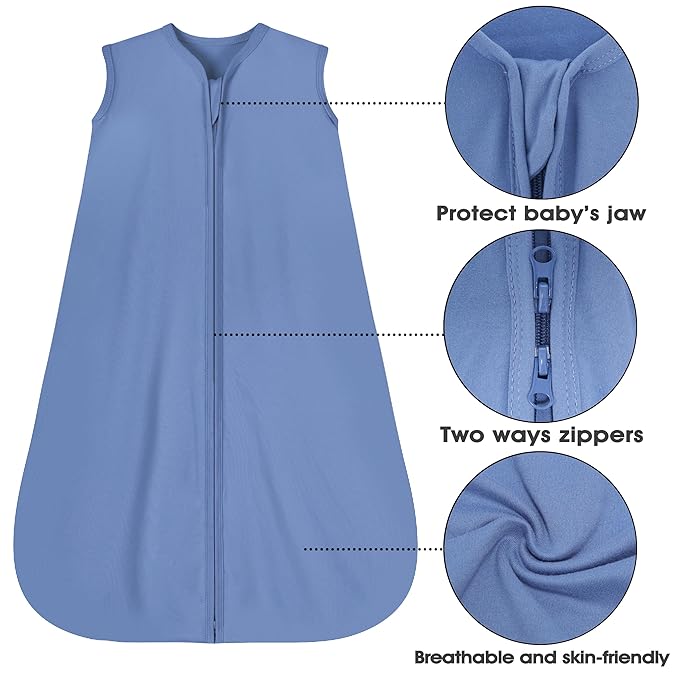 Baby Sleep Sack 6-12 Months 3 Pack Baby Wearable Blanket 100% Rayon Cotton 2-Way Zipper Toddler Sleeping Sack .Comfy Soft Lightweight TOG 0.3 (Bohemia&Checkered&Blue,)