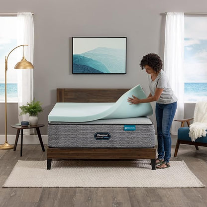 Beautyrest Thermagel Deluxe Cooling Pressure-Relieving Memory Foam Mattress Topper, Twin, 3-Inch, Blue
