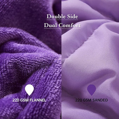 Satwip Weighted Blanket 10 Pounds Purple Fuzzy Warm Flannel Bed Blanket for Adults with Soft Breathable Sanded, 48 x 72 inches, Purple