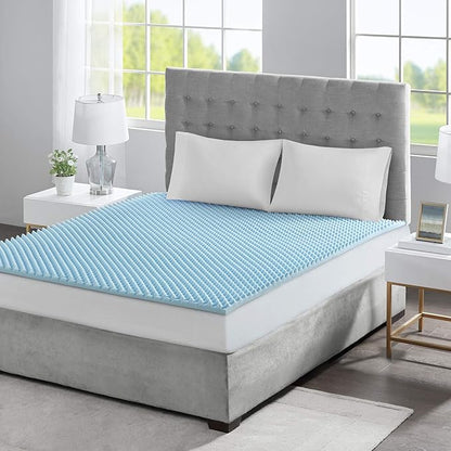Sleep Philosophy Gel Infused Memory Foam Mattress Topper Luxurious, All Season Enhanced Bed Support, Twin, 1.5" Thick, Without Cover Blue
