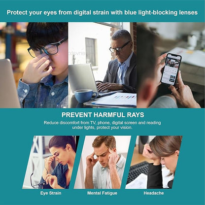 Blue Light Glasses for Woman Men | 99% Blue Light Blocking Glasses | Computer Glassess | Gaming | TV Phone Screen Reader Square Frame | Anti Eyestrain & UV Glare,1 Pack