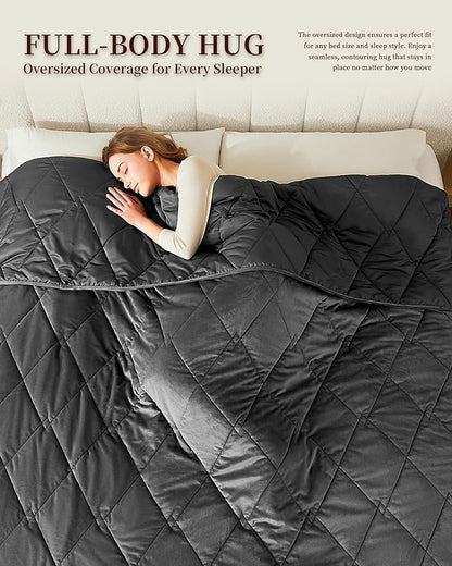 L'AGRATY Queen/King Size Weighted Blanket for Adults 25lbs, 80"x87" — Cooling Breathable Heavy Blanket with Glass Beads for Sleeping Perfect Hot Sleepers & Couples Machine Washable All-Season Grey