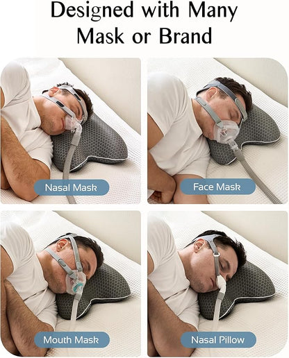Travel Memory Foam CPAP Bed Pillow for Side & Back Sleepers, Portable Sleep Apnea Pillow with Storage Bag for All CPAP Masks Users, Washable Neck Support Pillow for Hotels Camping