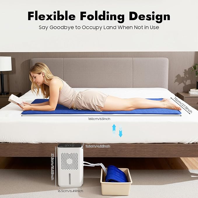 Bed Cooling System, 63" L X27.5 W Water Cooling Mattress Pad with LCD & Timer Quiet Summer Ice Cooler Pad Hydro Cooled Mattress Topper for Hot Sleepers Night Sweats Relief