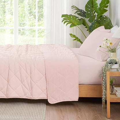Cozy Bliss Cooling Blanket for Hot Sleepers Queen Size, Q-Max 0.45 Cooling Comfort, Cold Blankets for Night Sweats Sleeping, Ultra-Cool Lightweight Breathable Summer Blanket for Bed, Cool Pink