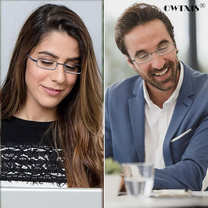 Blue Light Blocking Reading Glasses - Slim Pocket Readers with Pen Clip Case Mini Lightweight Readers