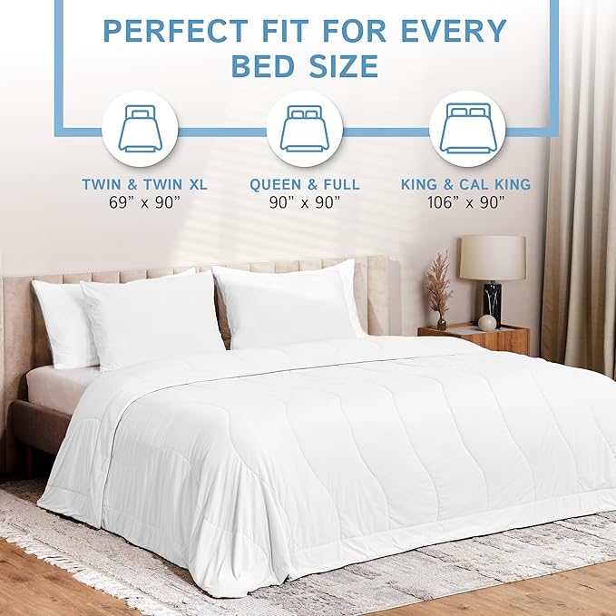 Four Seasons Essentials Cooling Comforter - Twin Size 69" x 90" - White