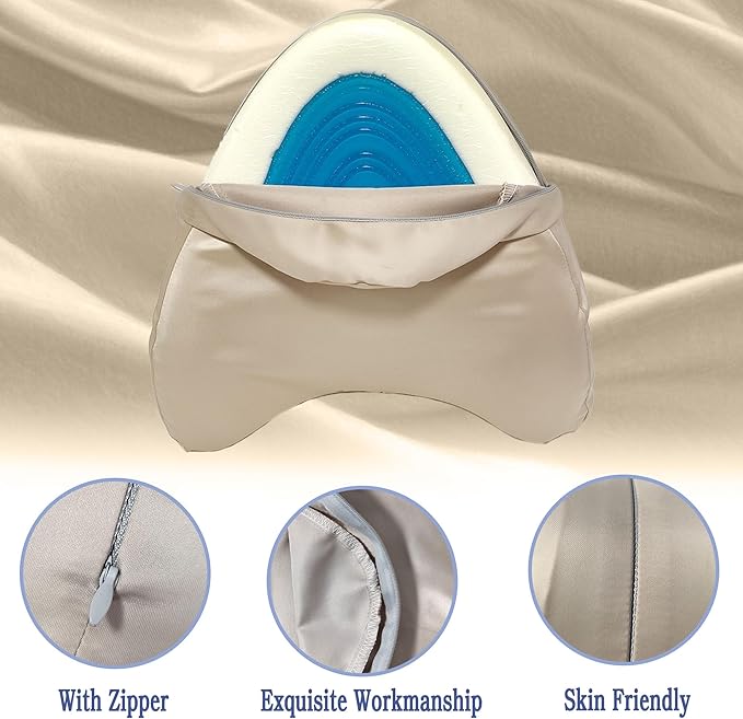 xcivi Satin Pillowcase for Contour Memory Foam Side Sleeper Support Pillow, Pillowcover for Knee Pillow, Smooth & Soft Pillow Cover (Champagne)
