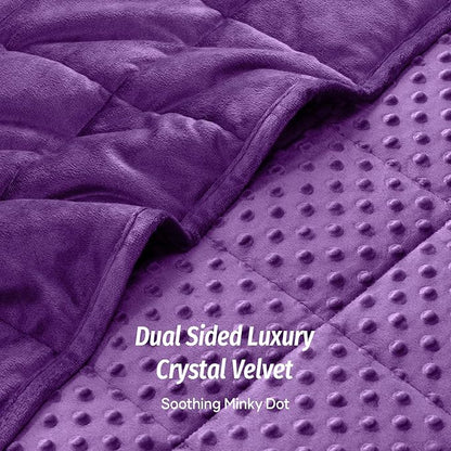 Wemore Minky Dot Weighted Blanket for Adults King Size 20 lbs, Soft Cozy Heavy Blanket for Bed and Couch, Breathable Blanket for All-Season with Glass Beads, Purple 80 x 87 inches
