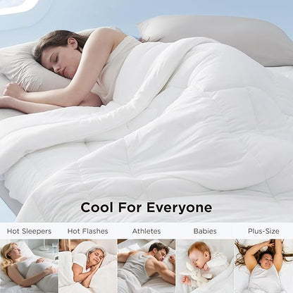 Bedsure Cooling Comforter Twin XL - Cooling Blankets for Hot Sleepers, Lightweight Comforter for Summer with Dual-Sided Cool Tech, Soft Breathable Cold Blanket for Sleeping, White, 68x92 Inches