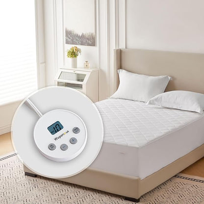 Wapaneus Diamond Qquilted Heated Mattress Pad Twin Size 10 Heat Settings with 1-12 Hours Timer Auto Off,Deep Pocket Fits up to 18",Microfiber Bed Warmer,ETL Listed Machine Washable,39"x75"
