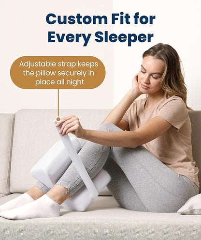 Everlasting Comfort Memory Foam Knee Pillow for Side Sleepers – Sciatica Pain Relief Pillow, Removable Strap Support – Leg Pillows for Sleeping Alignment, Knees, Back & Hip Cushion