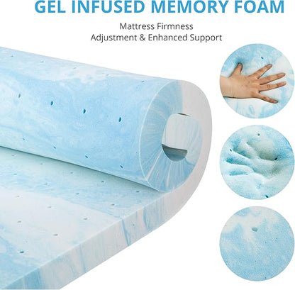 EGO Gel Memory Foam Mattress Topper, 3 Inch Twin XL with Removable Breathable Soft Cover, Cooling Bed Topper for Comfort Body Support & Pressure Relief, CertiPUR-US Certified
