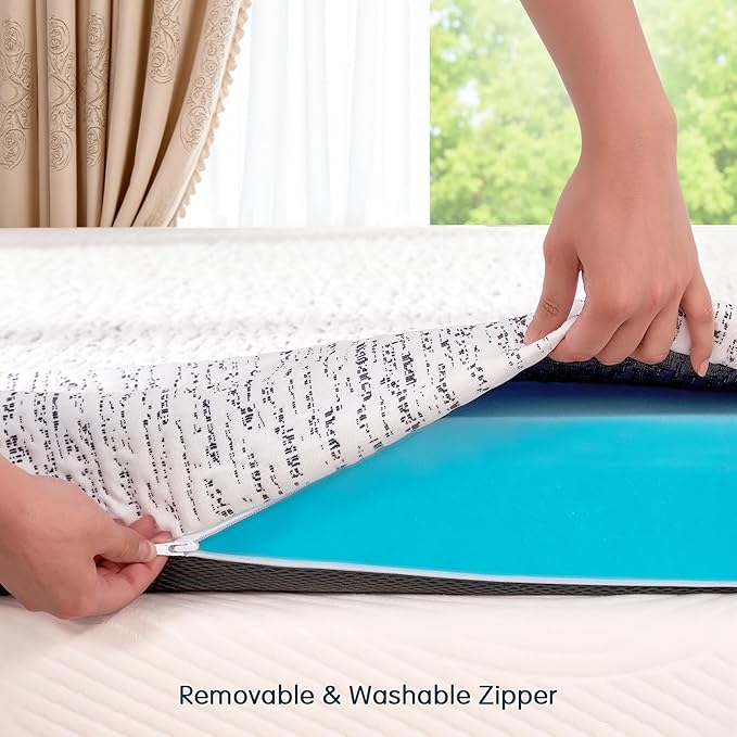 SyMax Memory Foam Mattress Topper, Gel Infused Foam Topper, Breathable Bed Topper with Cover, Pressure Relieving, CertiPUR-US Certified, 3 Inch(Grey Cover), Twin Size
