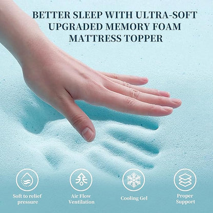 4 Inch Queen Size Mattress Topper, Memory Foam Mattress Topper Queen Size with Cooling Gel Egg Crate Matress Toppers, Breathable, CertiPUR-US Certified Dorm Essentials for College, RV,Apartment