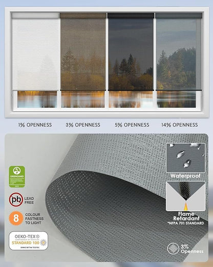 Yoolax Motorized Solar Shades Light Filtering Motorized Blinds with Remote Smart Blinds Work with Alexa Flame Retardant Roller Shades for Windows Home Office Custom Size (3% Openness Twilight Gray)