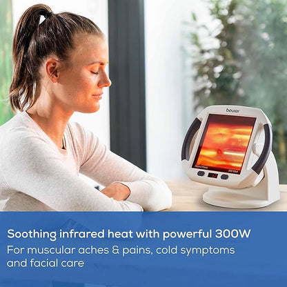 Beurer IL50 Infrared Heat Lamp Heated Red Light Therapy Lamp for Body, Face, Sinuses, & Skin - Effective Muscle Pain & Cold Relief Treatment by Improving Blood Circulation