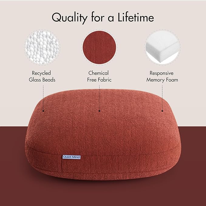 Quiet Mind Weighted Pillow for Adults 9 Lbs - Get Better Sleep - Sustainably Made and Chemical Free - Machine Washable (Medium, Chili Oil)