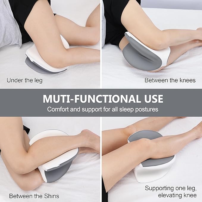 Knee Pillow for Side Sleepers, Dual-Side Leg Pillow for Side Sleeping with Cooling Cover and Soft Memory Foam Relief for Back, HIPS, Knees, Joints, Nerves, Muscles