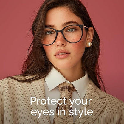 Gaoye Blue Light Blocking Glasses Women/Men, Fashion Cat Eye Fake Eyeglasses UV Ray Filter Computer Gaming Glasses (Black+Transparent)