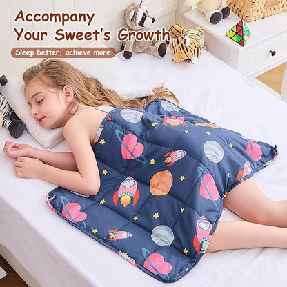 yescool Weighted Lap Pad 2 Pounds Weighted Lap Blanket, Space Plane Small Weighted Blanket, Weighted Throw Blanket Gift for Travel Indoor Outdoor, 20"x30"