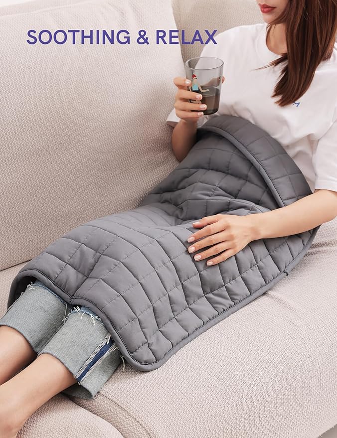 YnM Portable Weighted Lap Blanket for Adults, Perfect for Relaxation, Lounging, Napping, Sleeping & Travel(29x24 Inches, 7 Pounds, Dark Grey)