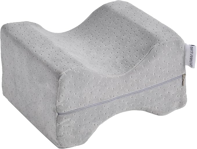 ZOAN Memory Foam Knee Pillow, Knee Pillow for Side Sleepers, Leg Pillow for Side Sleeping, Hip and Back Pain, Sciatica Pain Relief Pillow Grey