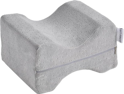 ZOAN Memory Foam Knee Pillow, Knee Pillow for Side Sleepers, Leg Pillow for Side Sleeping, Hip and Back Pain, Sciatica Pain Relief Pillow Grey