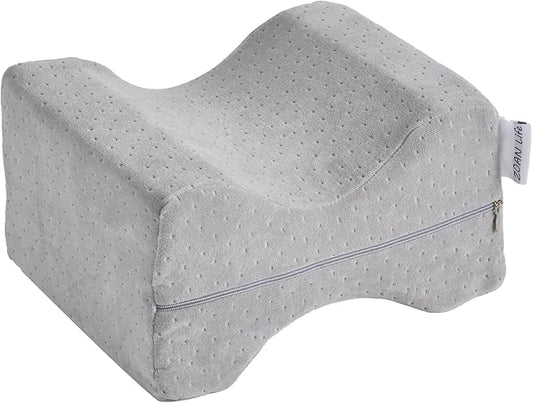 ZOAN Memory Foam Knee Pillow, Knee Pillow for Side Sleepers, Leg Pillow for Side Sleeping, Hip and Back Pain, Sciatica Pain Relief Pillow Grey