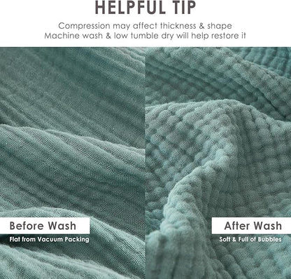 EMME Cotton Muslin King Blanket Big Oversized Bed Layering Bedspread Coverlet Breathable Gauze Soft Lightweight Blankets (Teal, 120"x94")