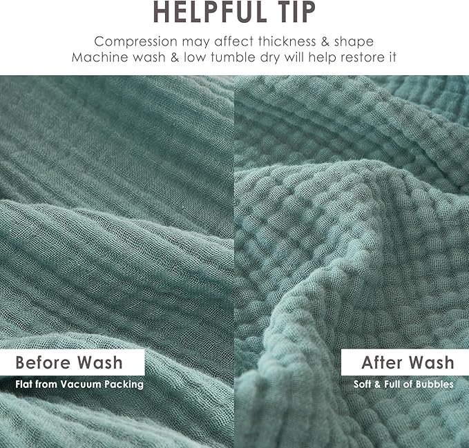EMME Cotton Blanket Twin XL for Bed Soft Muslin Blankets 66"x90" Lightweight Breathable Layering Bedspread Coverlet All Season Gauze, Teal