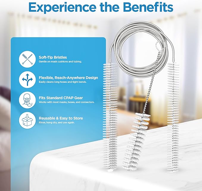 resplabs CPAP Hose Cleaning Brush 8 in 1 CPAP Cleaner for 22mm, 15mm CPAP Tubing, Mask, Cushions, Humidifiers & Water Chambers