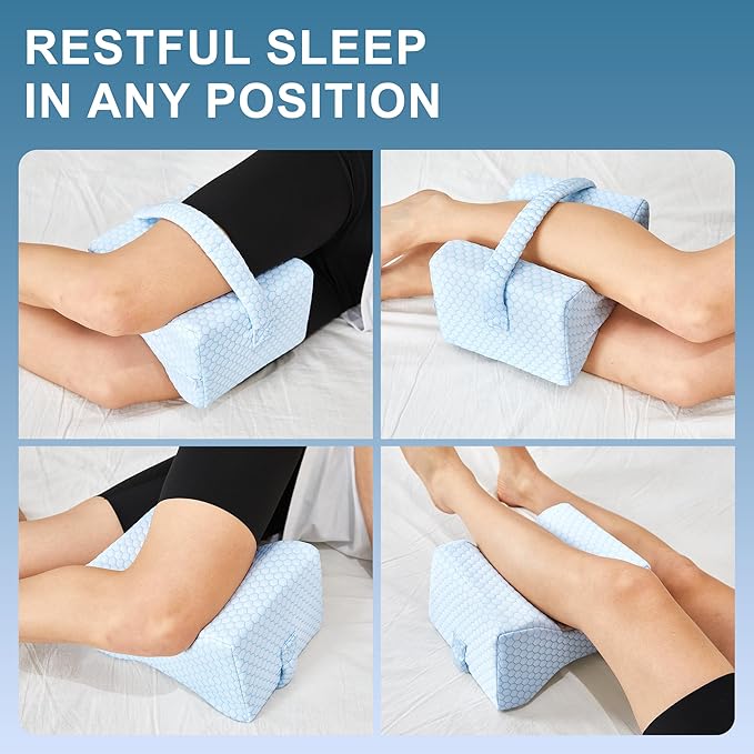 Knee Pillow for Side Sleepers,Cooling Leg Pillow for Sciatica, Knees,Back,Joints Between Legs,HIPS Pain Relief When Side Sleeping,Spine Aligning Support for Surgery Recovery, Pregnancy