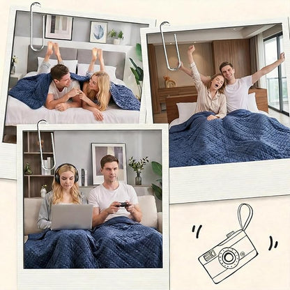 yescool Blue Weighted Blankets for Adults 15 lb, 60 * 80in Queen Size Weighted Blanket for Better Sleep, Minky Heavy Blanket for Teens