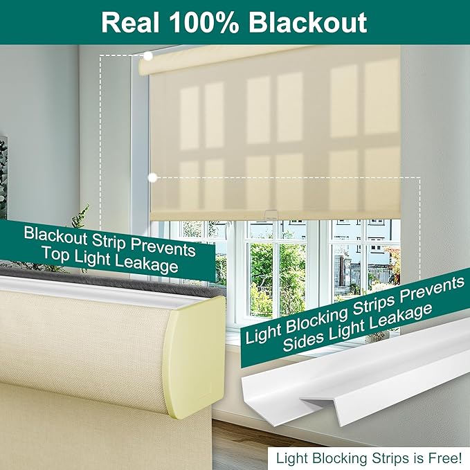 BERISSA Light Filtering Roller Shades for Windows,Cordless Roller Window Shades with Cassette Valance,Linen Roller Blinds,Thermal Insulation Window Shades for Home Door Office. Beige.53 W x 72" H