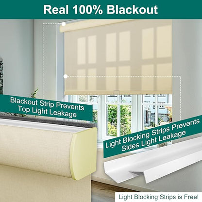 BERISSA Light Filtering Roller Shades for Windows,Cordless Roller Window Shades with Cassette Valance,Linen Roller Blinds,Thermal Insulation Window Shades for Home Door Office. Beige.67 W x 72" H