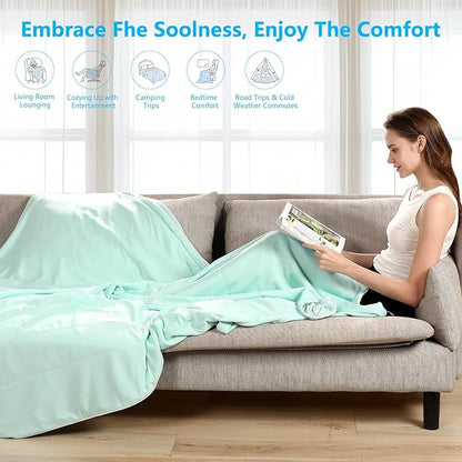 Cooling Blanket, Cooling Comforter Full Size - Lightweight, Breathable Summer Quilt for Hot Sleepers, Soft & Hypoallergenic Bedding, Green Twin/Full Quilt (79"x90")