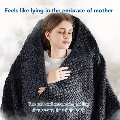 Topcee Knitted Weighted Blanket - 48"x72" 12lbs Cooling Chunky Knit Heavy Blanket for Adults Cable Yarn Knit Decorative No Beads Soft, Cozy and Cooling Weighted Throw Blankets Machine Washable