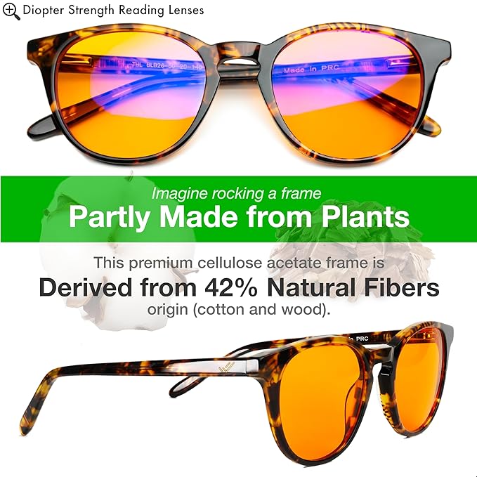 +1.0 +1.5 +2.0 +2.5 Orange Blue Light Blocking Reading Glasses for Better Sleep - Migraine Glasses for Women & Men