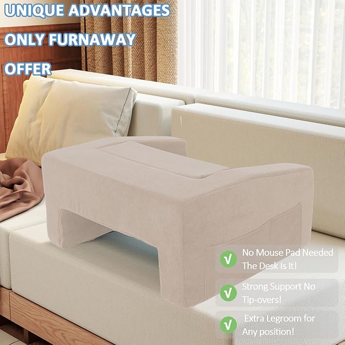 Lap Desk Pillow with Removable Cover Adjustable Angle Gaming & Machine Washable Reading Pillow for Adults Multipurpose Laptop Bed Tray with Arms for Working