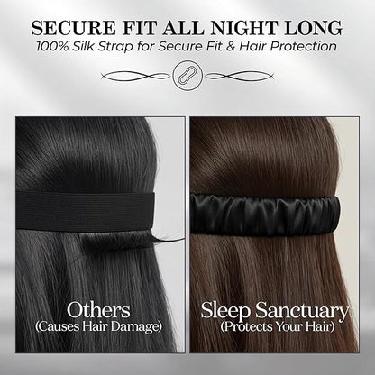 SLEEP SANCTUARY 100% Pure Mulberry Silk Sleep Mask - 22 Momme Light Blocking 3D Contour Silk Eye Mask for Sleeping - Secure Fit for Side Sleepers, Women & Men - Cloud Soft (Black)