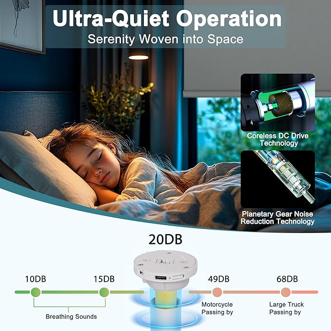 Motorized Blinds with Remote,Blackout Smart Roller Shades with App,Voice Control,Linen Fabric,Thermal Insulated Automatic Blinds,Electric Shades with USB/Solar Pannel.Double-Sided Light Grey