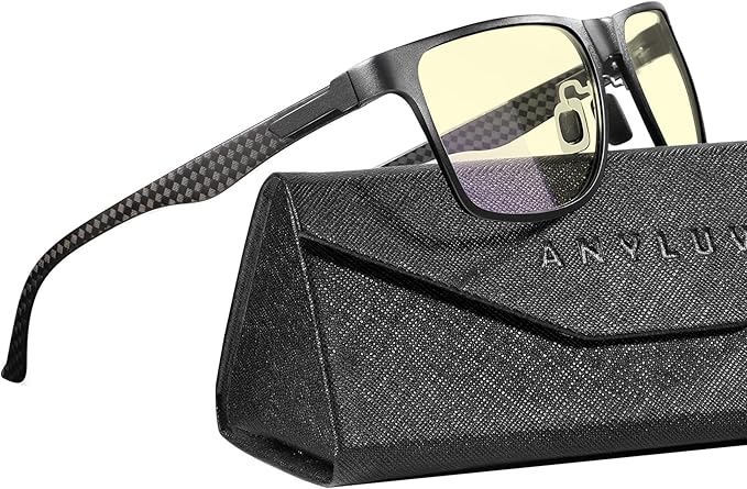 ANYLUV Blue Light Blocking Glasses Men Computer Gaming Glasses Lightweight Al-Mg Metal Anti Eyestrain Eye Protection