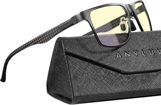 ANYLUV Blue Light Blocking Glasses Men Computer Gaming Glasses Lightweight Al-Mg Metal Anti Eyestrain Eye Protection