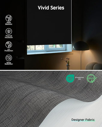 Yoolax Motorized Blinds with Remote, Smart Blinds for Windows Blackout Automatic Shades Compatible with Alexa Remote Control Roller Window Shades with Valance, Custom Size (V-Canyon Black Brown)
