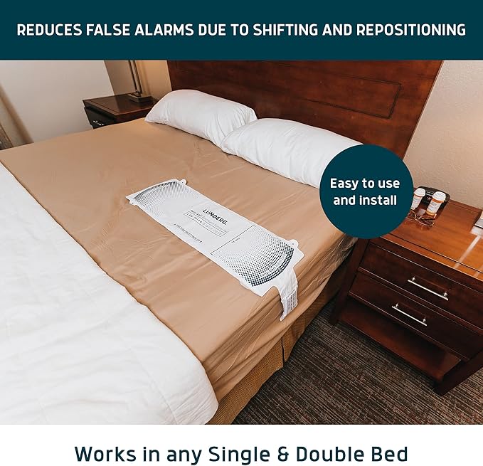 Lunderg Early Alert Bed Alarm for Elderly Adults - Wireless Sensor Pad & Pager - with Pre-Alert Smart Technology - Safety Bed Alarms and Fall Prevention for Elderly and Dementia Patients (Pack of 2)